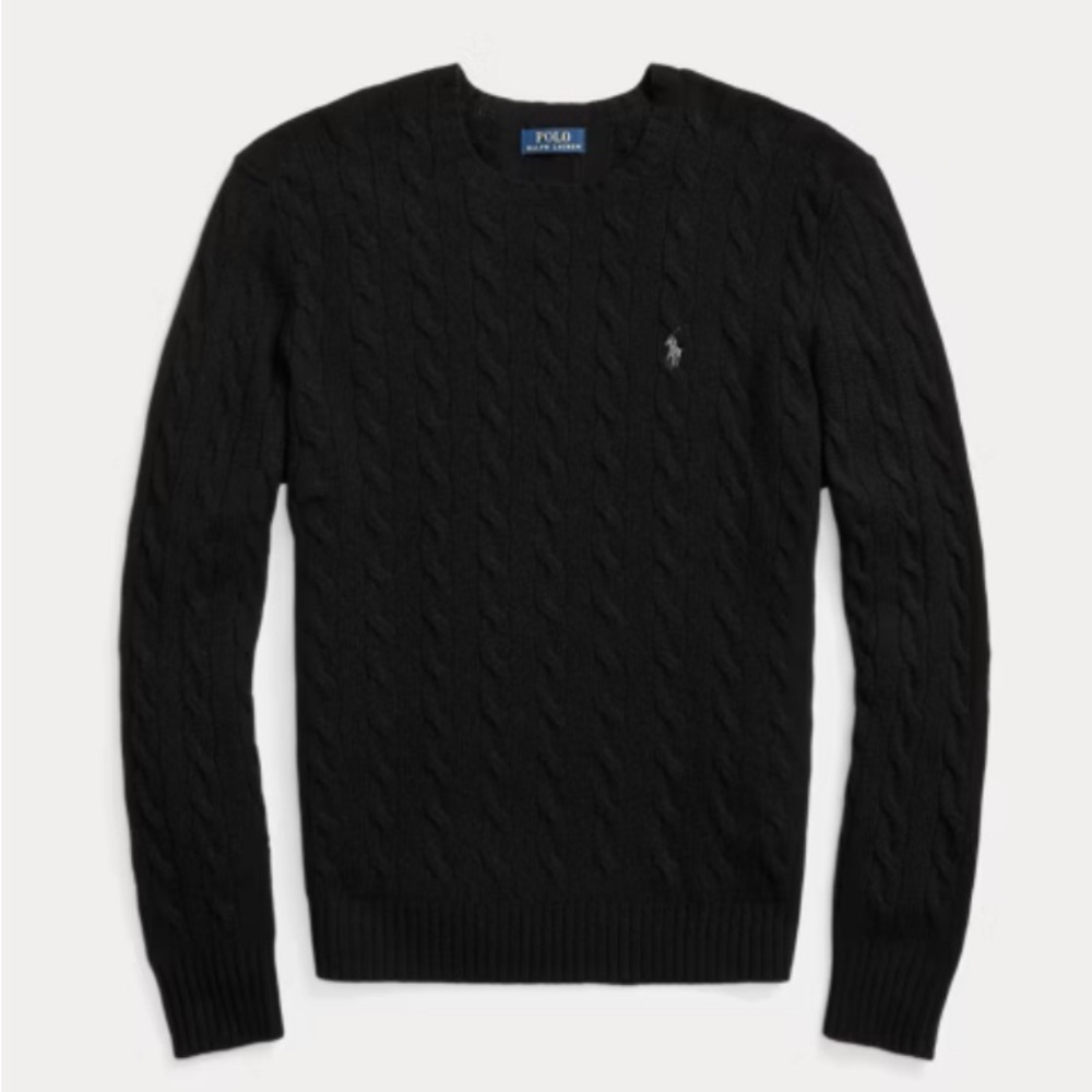 Polo Ralph Lauren Men’s Cable Knit Wool Cashmere Sweater Black Size XXL NWT
